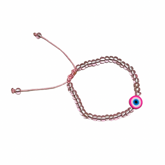 Eye Pink Beaded Stringy Bracelet- NewBorn / Kids