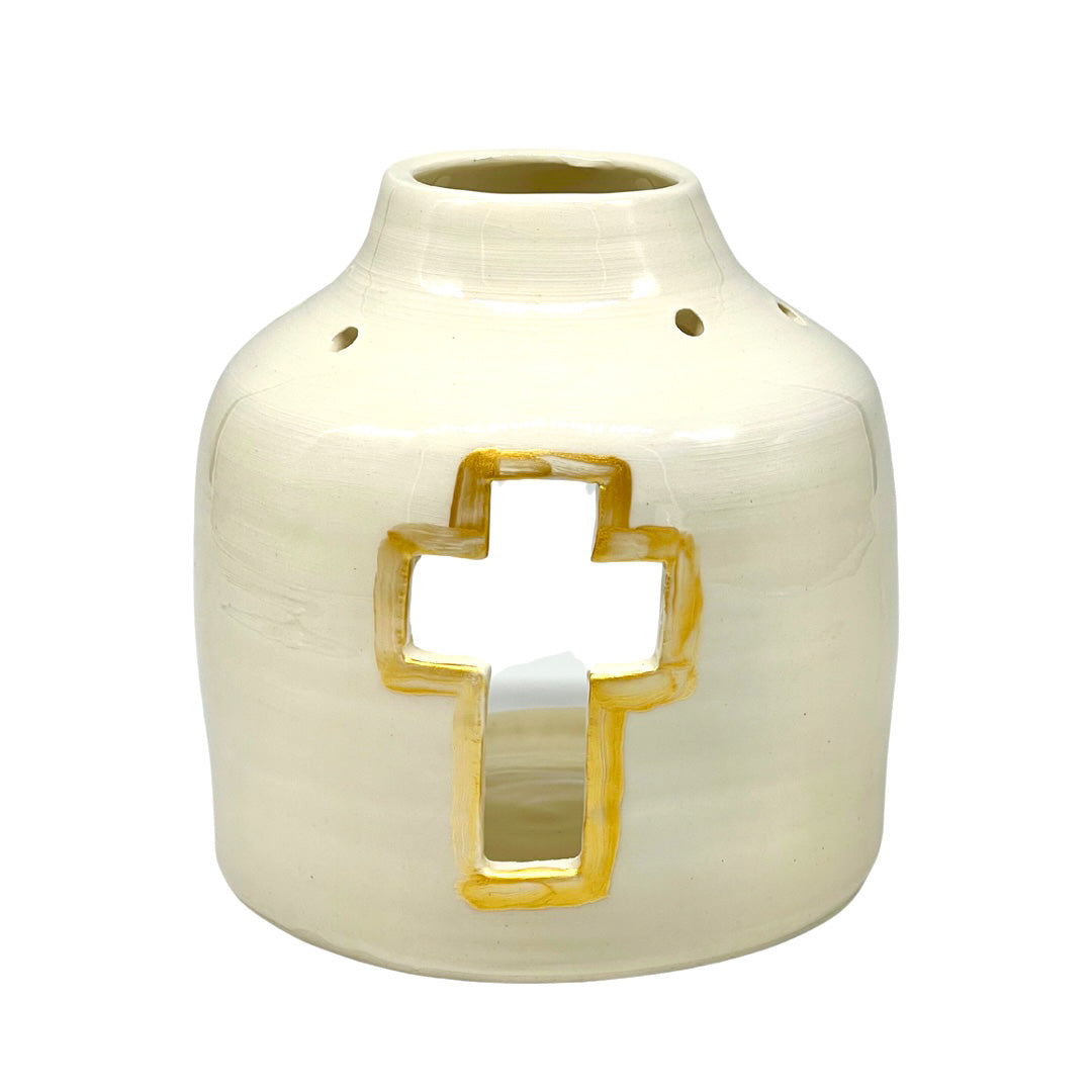 Large Handmade Ceramic Cross Tea Light