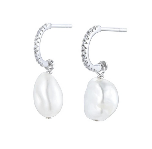 Thalasa Fresh Water Pearl Earrings Silver